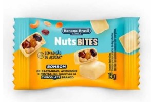 BOMBOM NUTSBITES COBERTURA CHOCOLATE BRANCO - BANANA BRASIL