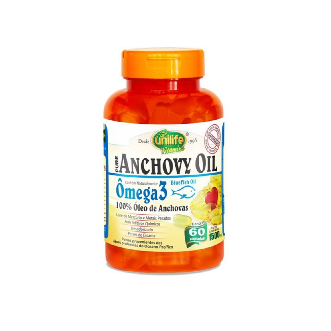 Ômega 3 (Anchovy Oil) 1200 mg Unilife 60 Cápsulas